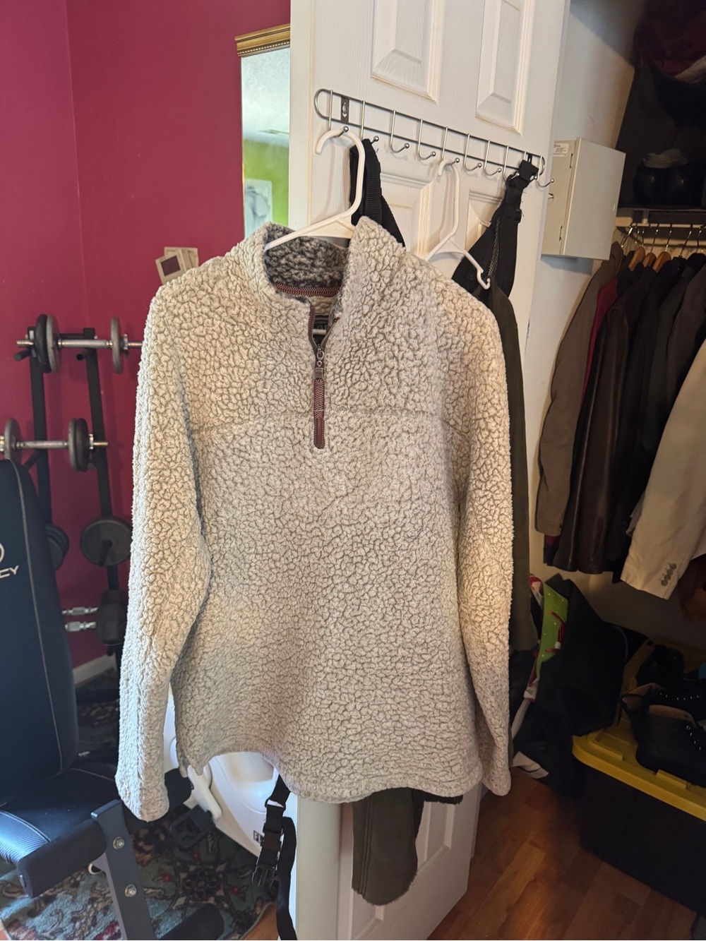 True Grit Cream Sherpa Quarter-Zip Pullover